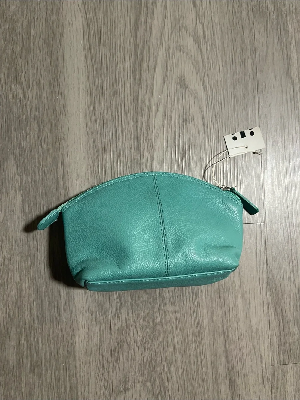 Teal Leather Cosmetic Pouch